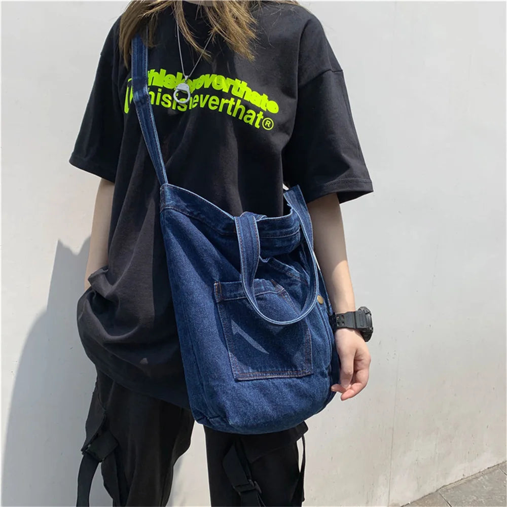 Denim Large Capacity Handbag - Shoulder Bag, Messenger Bag, Casual and Fashionable Crossbody Bag, High-Quality Women's Tote Bag