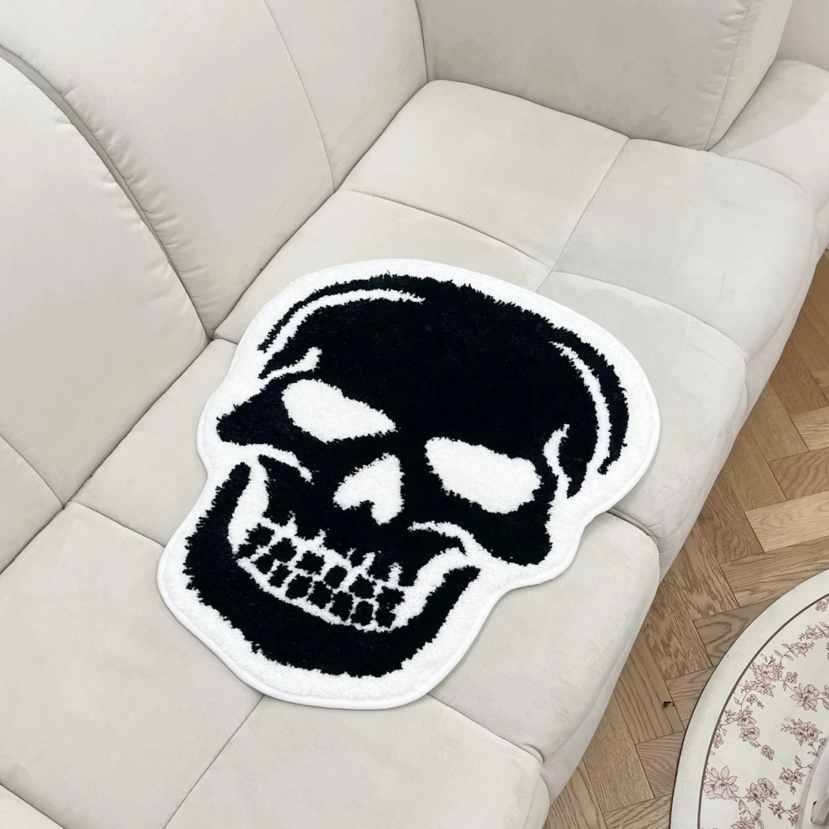 Cool Skull Bath Mat - Gothic Home Decor for Halloween, Black Goth Bedroom Rug for Bathroom, Kitchen, or Witchy Teen Gift