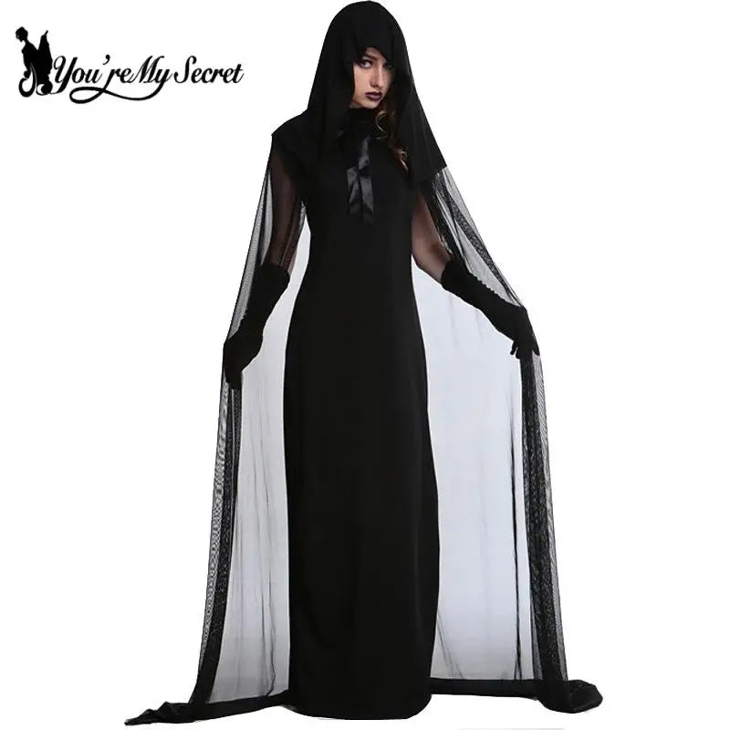 [You're My Secret] Halloween Witch Cosplay Costume Vintage Medieval Clothing Women's Dress Party Carnival Jumpsuit Outfit Robe