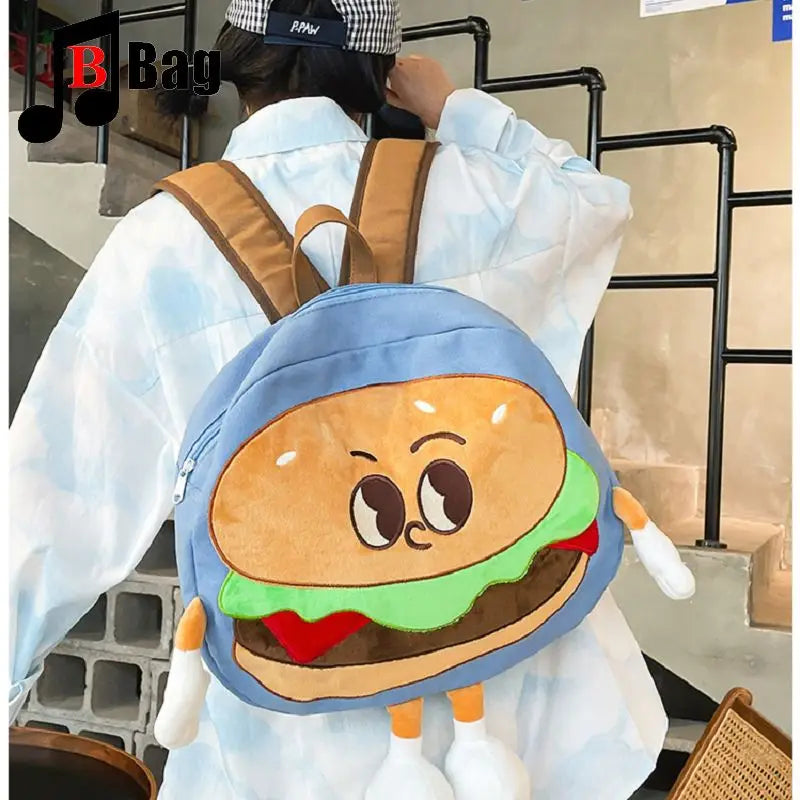 Cute 3D Hamburger Man Single Shoulder Canvas Bag | Cartoon Character Bag