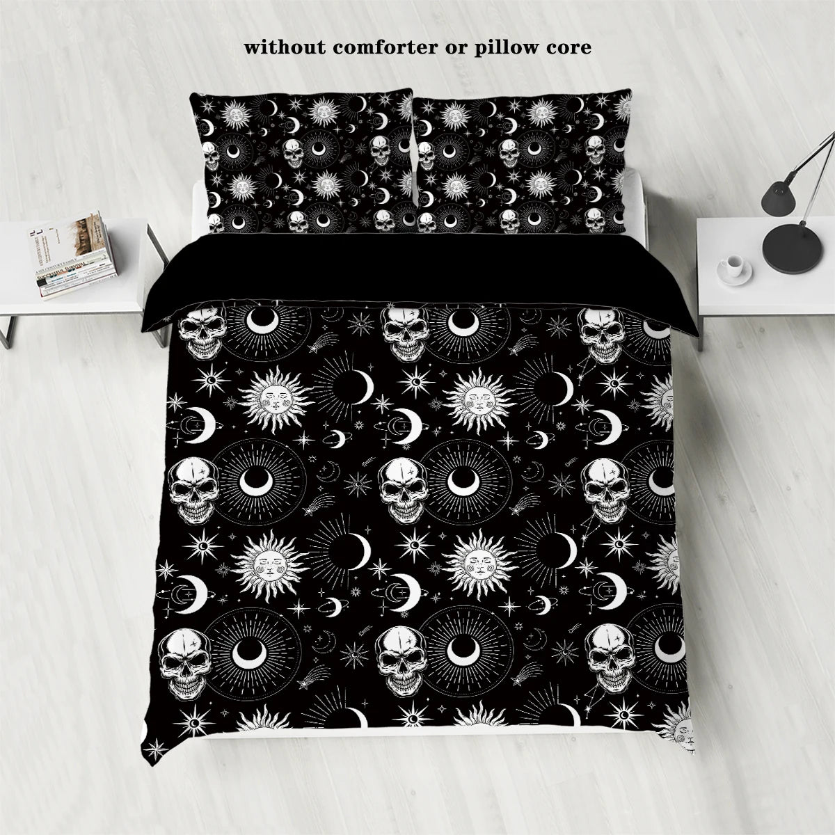3pcs Tarot skull Moon Gothic Halloween - Soft Bedding for Bedroom/Guest Room - 1 Duvet Cover + 2 Pillowcases (Core Not Included)