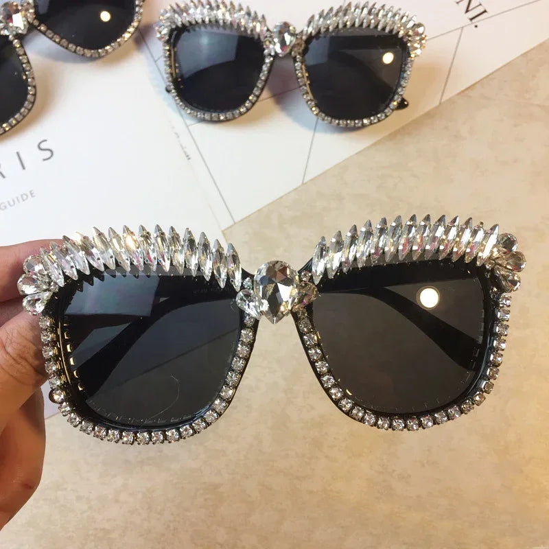 2024 Brand Luxury Square Sunglasses Women | Diamond Crystal Rhinestone Sun Glasses Shades Cat-eye