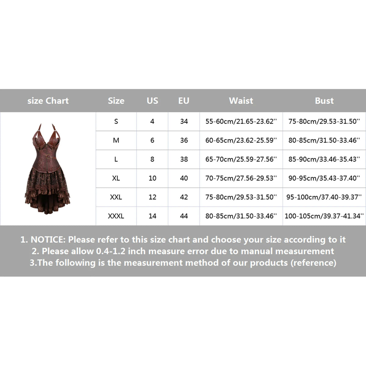 Leather Pirate Corset Dress – Steampunk Gothic Renaissance Bustier for Women, Plus Size Dance Party Costume