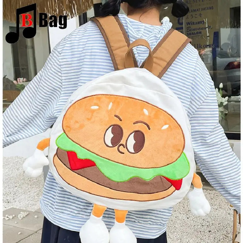 Cute 3D Hamburger Man Single Shoulder Canvas Bag | Cartoon Character Bag