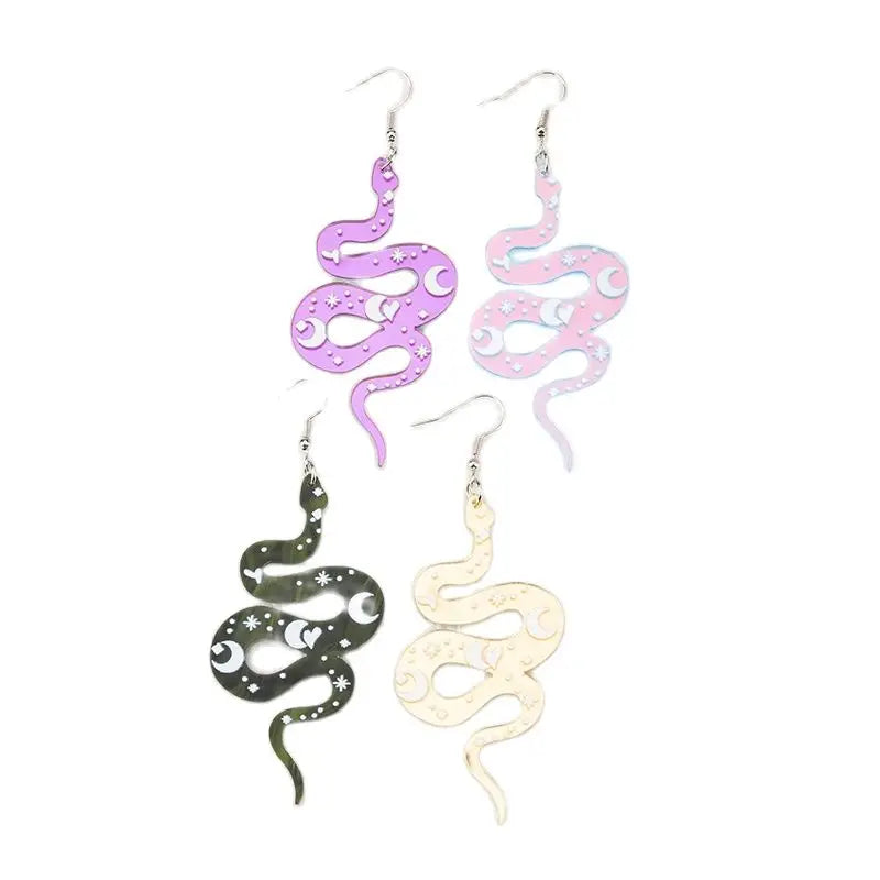 1 Pair Creative Halloween Charm Drop Earrings – Acrylic Magic Snake Design, Women's Jewelry Holiday Gifts