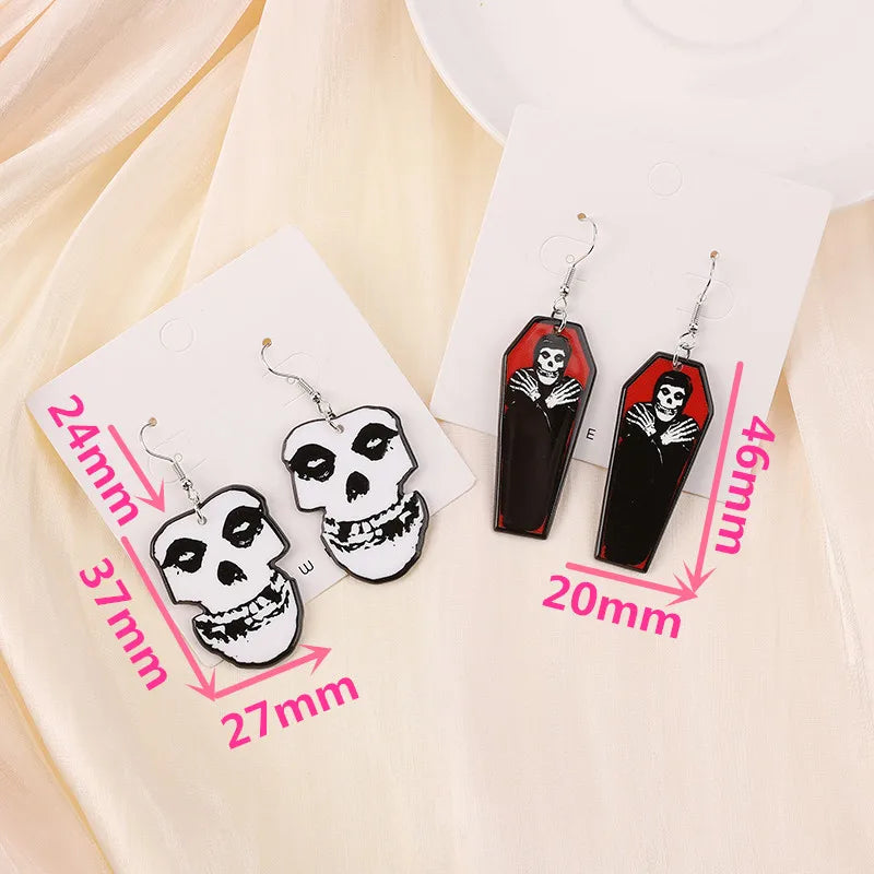 1Pair Halloween Coffin Drop Earring Two Side Print Acrylic Fashion Jewelry Gift