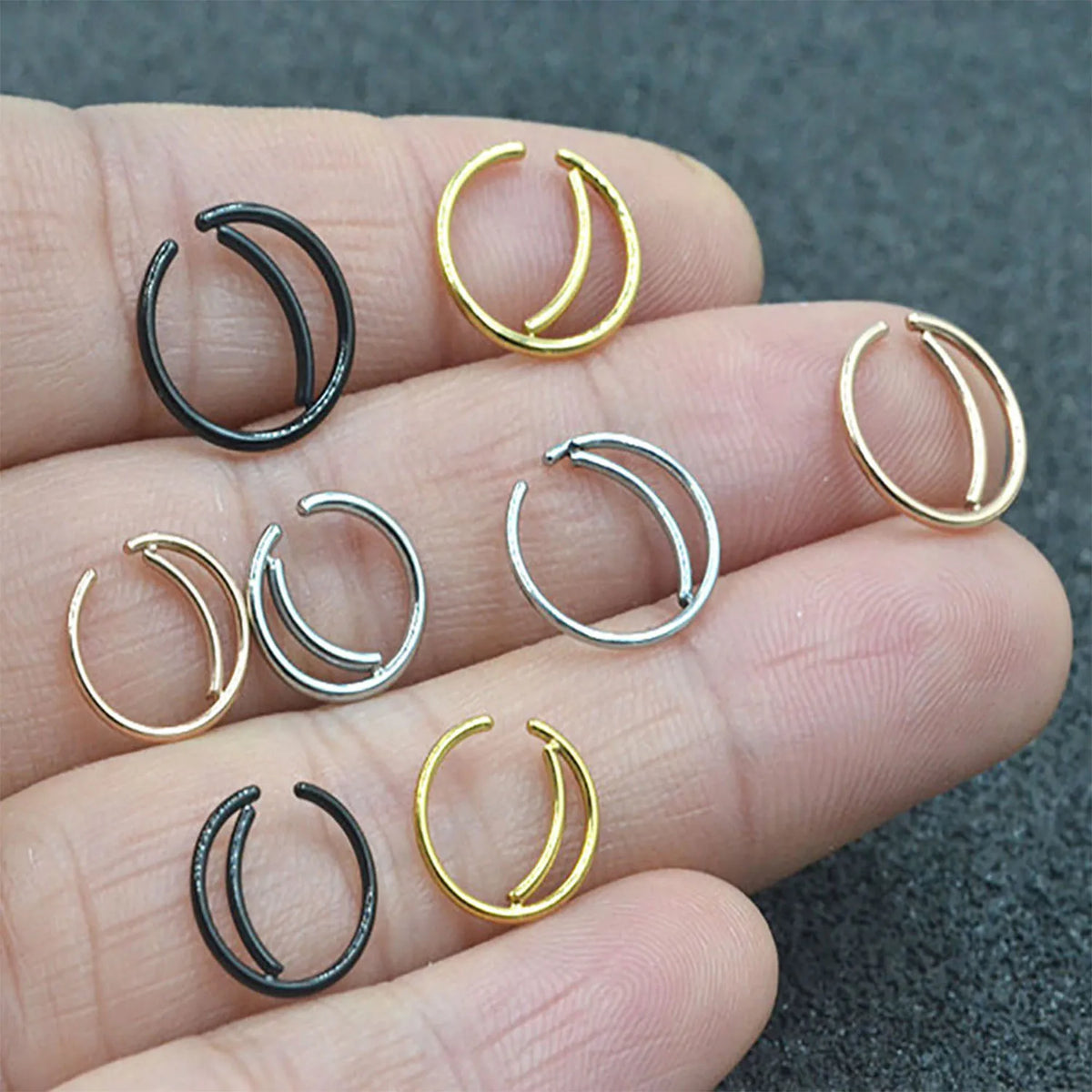 1Pcs Stainless Steel Moon Nose Ring Piercing Septum Ring Hoops For Women Men Ear Tragus Earrings Lip Hoop Fashion Punk Jewelry