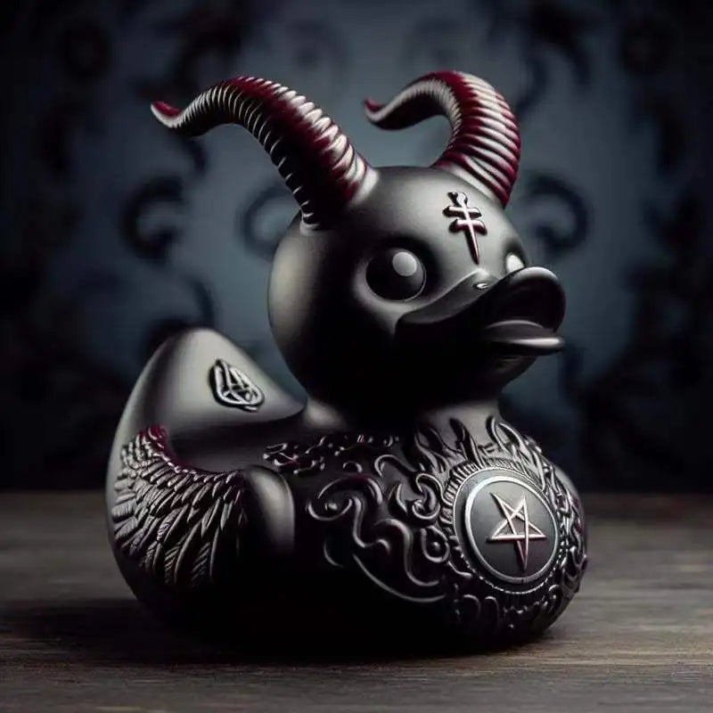 New Duck Statue Gothic Sculpture Punk Animal Figurine Resin Desk Decoration Collectible Figurines Satan Duck Tabletop Ornaments