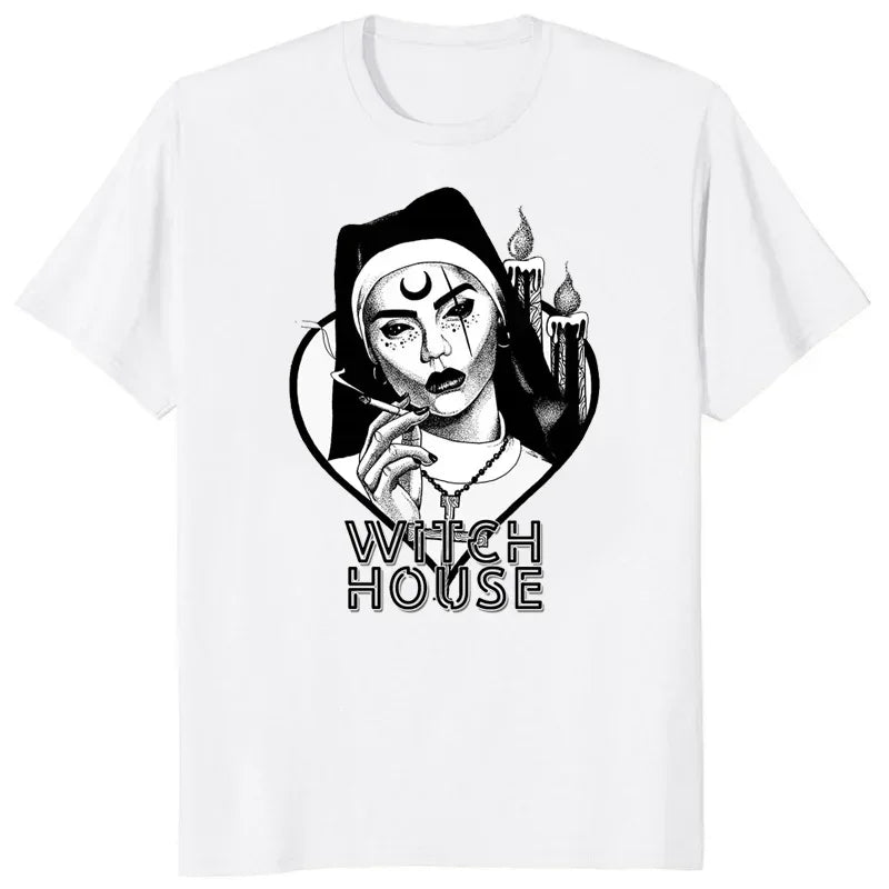 Cartoon Nun Pin-Up Unisex T-Shirt - Church of Satan Anton LaVey Satanic Occult Gothic Tee | Classic Girl Tops