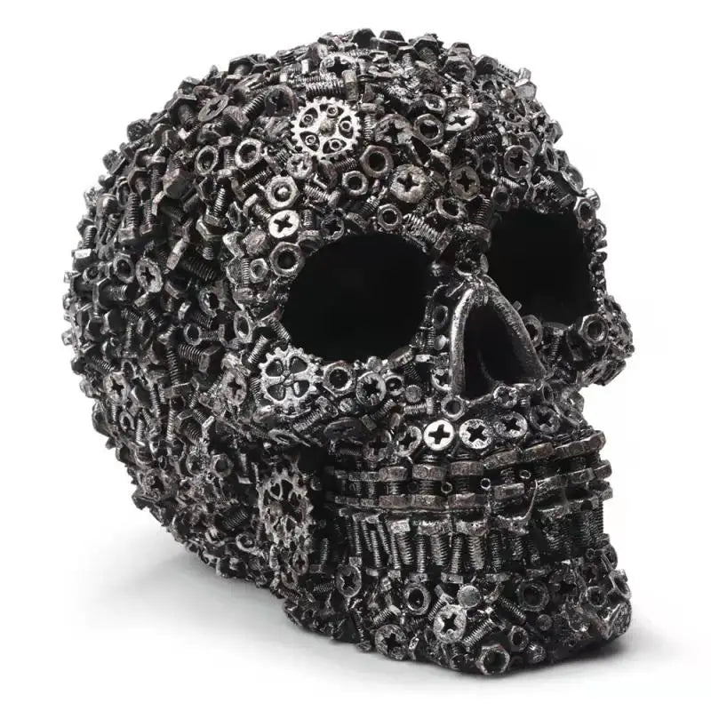 Resin Screw Gear Mechanical Style Skull Decorative Crafts Ornament Home Decor Statue Halloween Decoration Sculpture