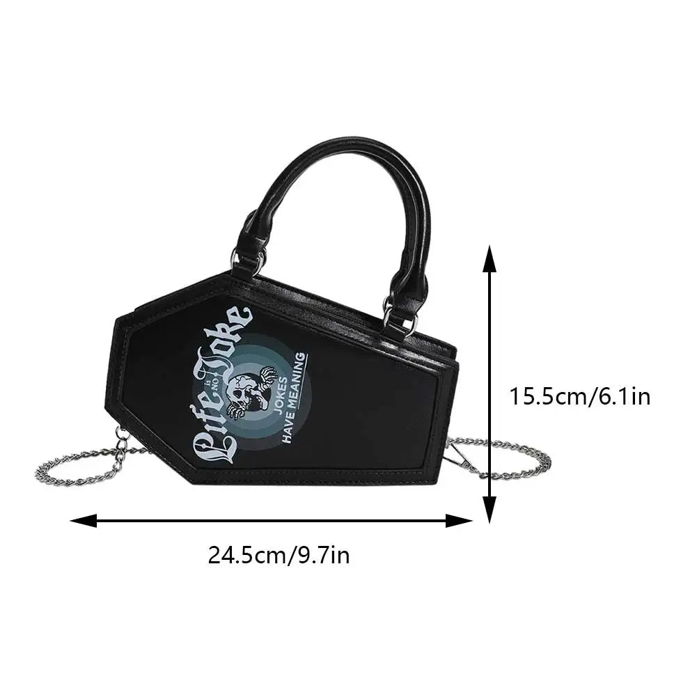 Small Coffin Shoulder Bag for Women - Gothic Crossbody Handbag Purse with Top Handle