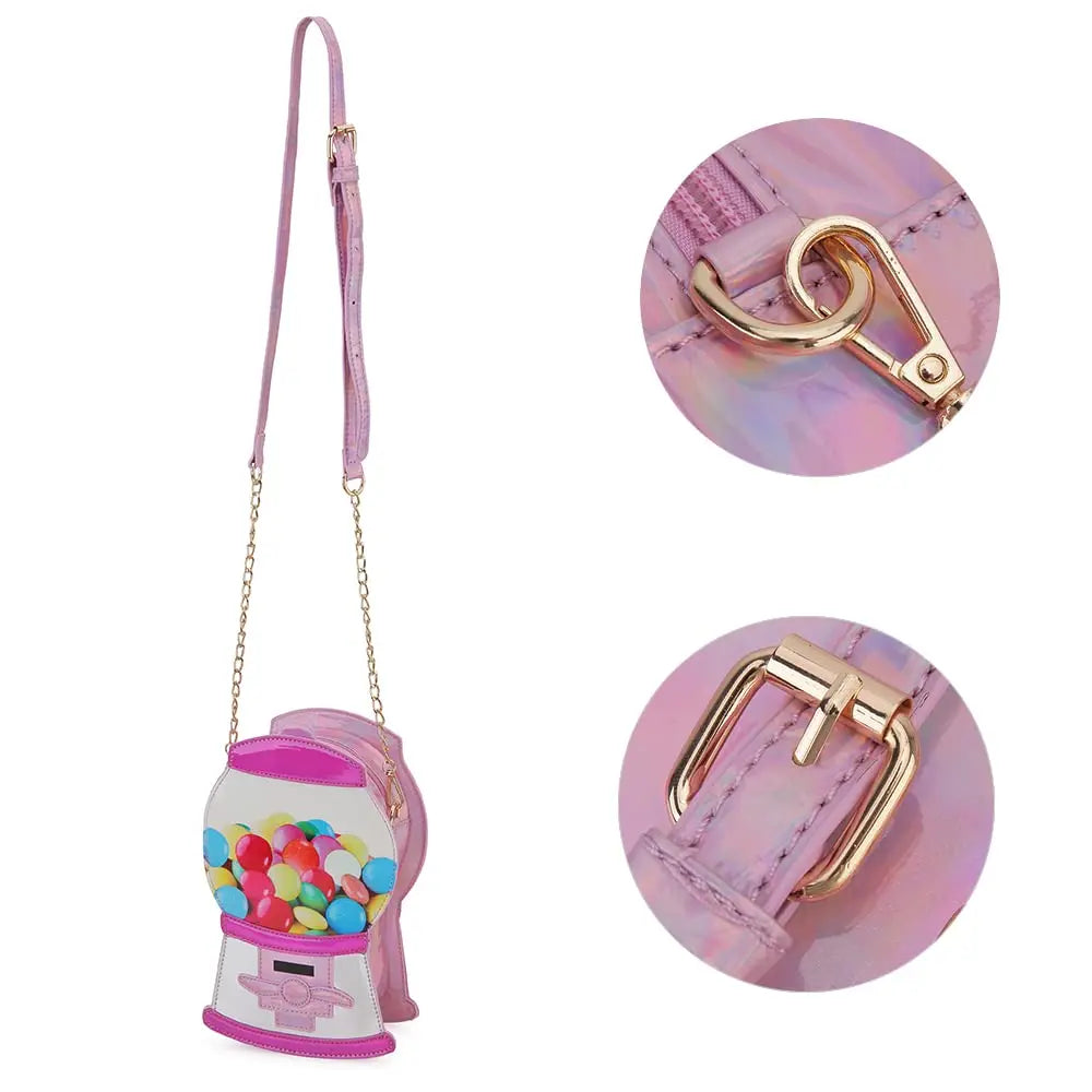 Funny Gumball Machine Shaped Purses and Handbags for Women Novelty Crossbody Bag Cute Cartoon Girls' Chain Shoulder Bag Clutch