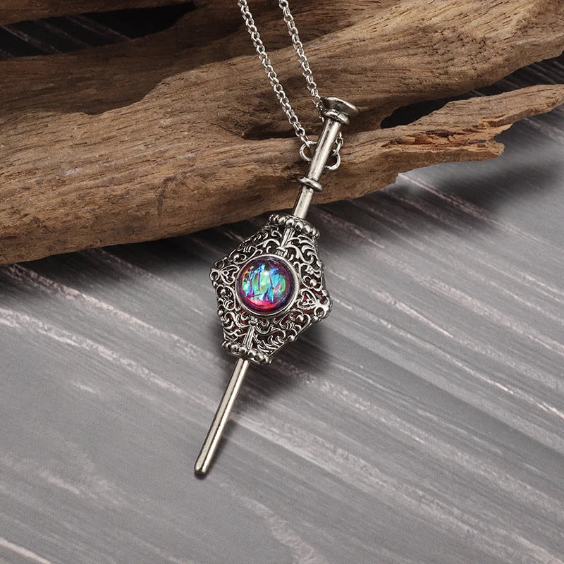 Vintage Mystical Magic Wand Necklace - Halloween Cosplay Jewelry Gift