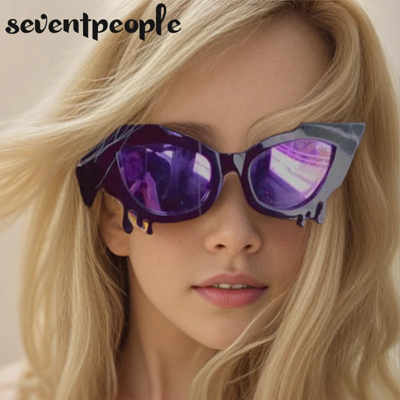 2024 Luxury Designer Cat Eye Sunglasses for Women - Rhinestone Tear Sun Glasses, Sexy Cateye Shades Eyewear