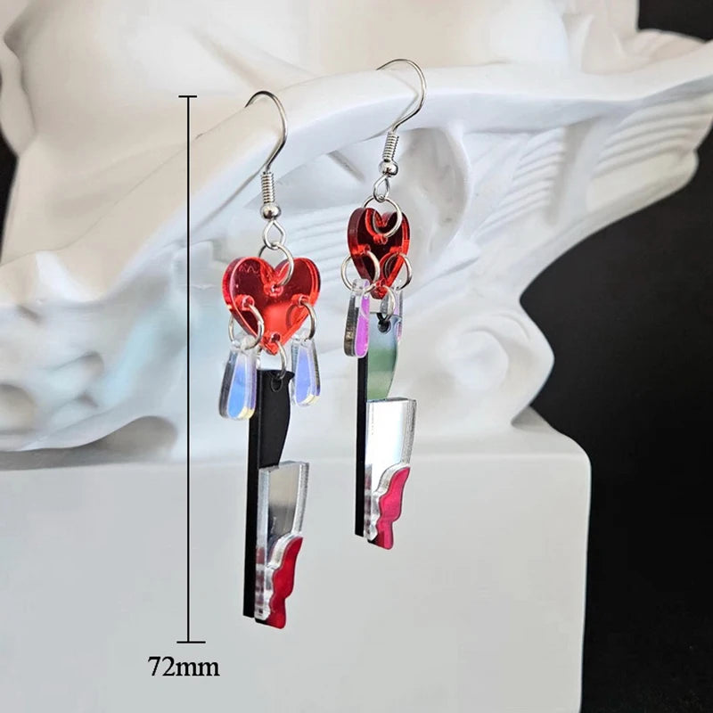 2024 New Laser Cut Skull Bottle Halloween Earrings For Women Hallowmas Bleeding Knife Acrylic Drop Earring Party