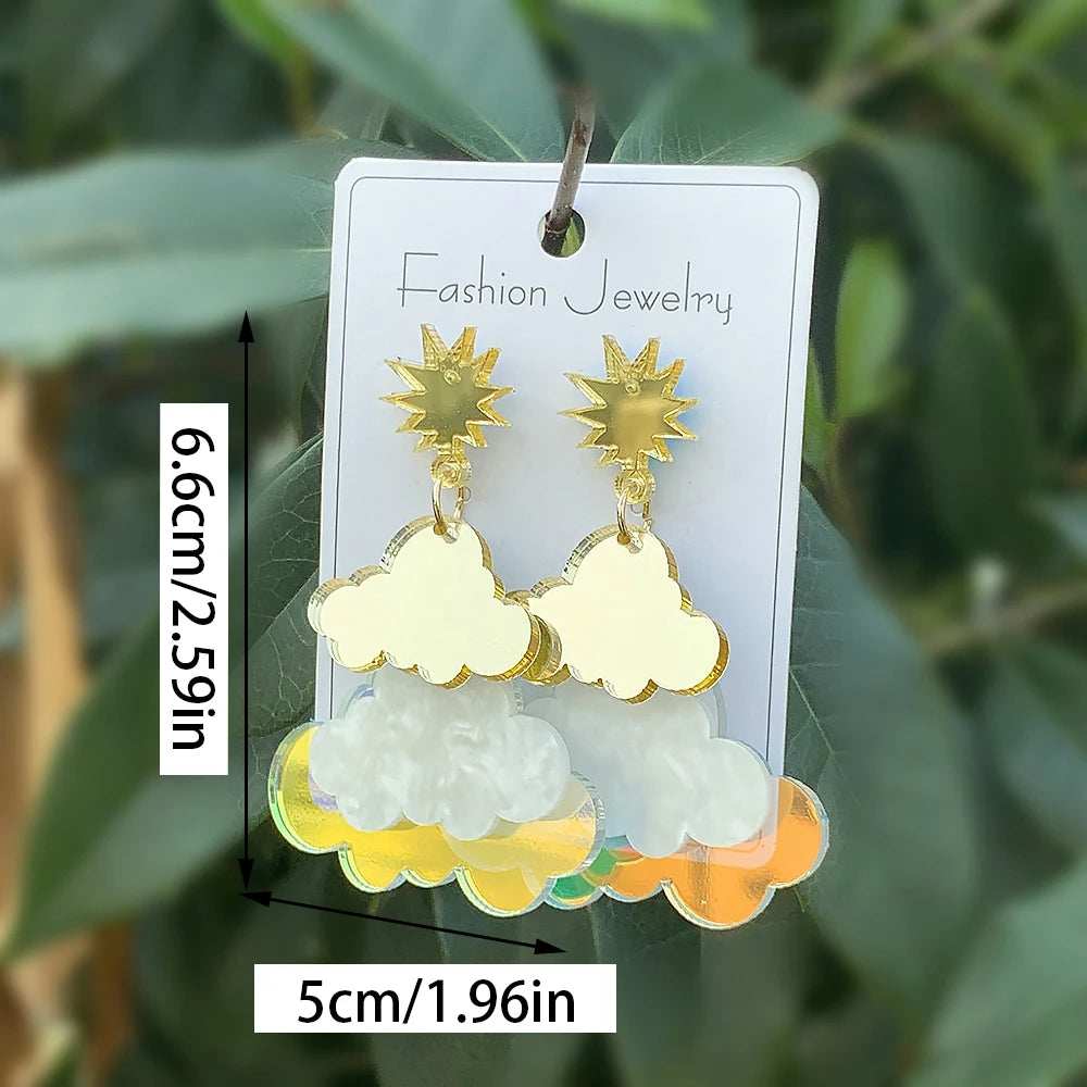 Creative Clouds Earrings Unique Lightweight Cute Acrylic Cloud Stud Earrings for Women Girls Personalized Jewelry Gifts