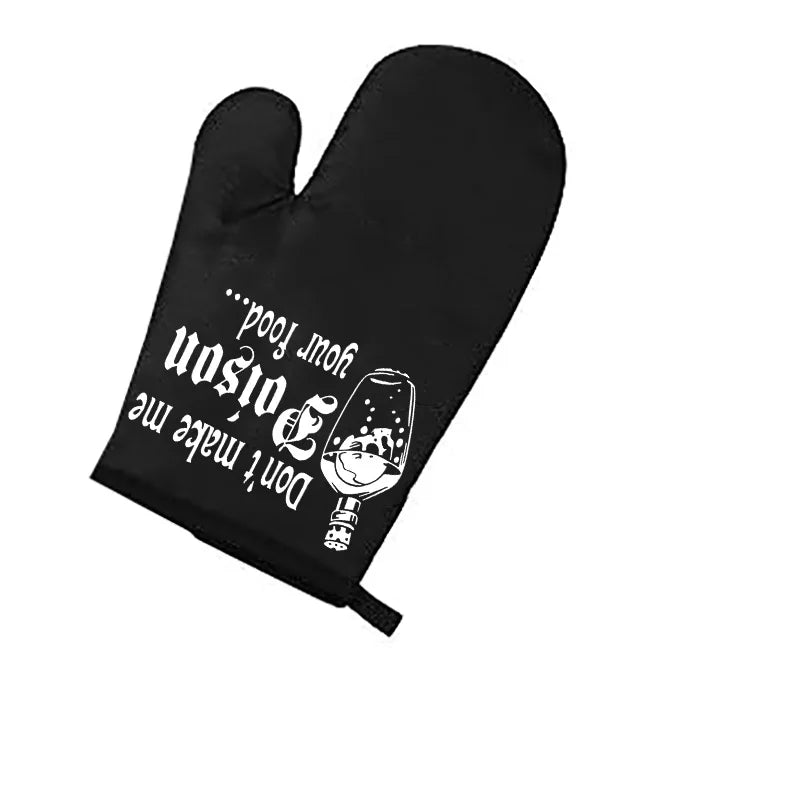 Funny Halloween Oven Mitt & Apron Set – ‘Don’t Make Me Poison the Food’ Fall Kitchen Décor, Hostess Gift, Housewarming for Mom or Wife