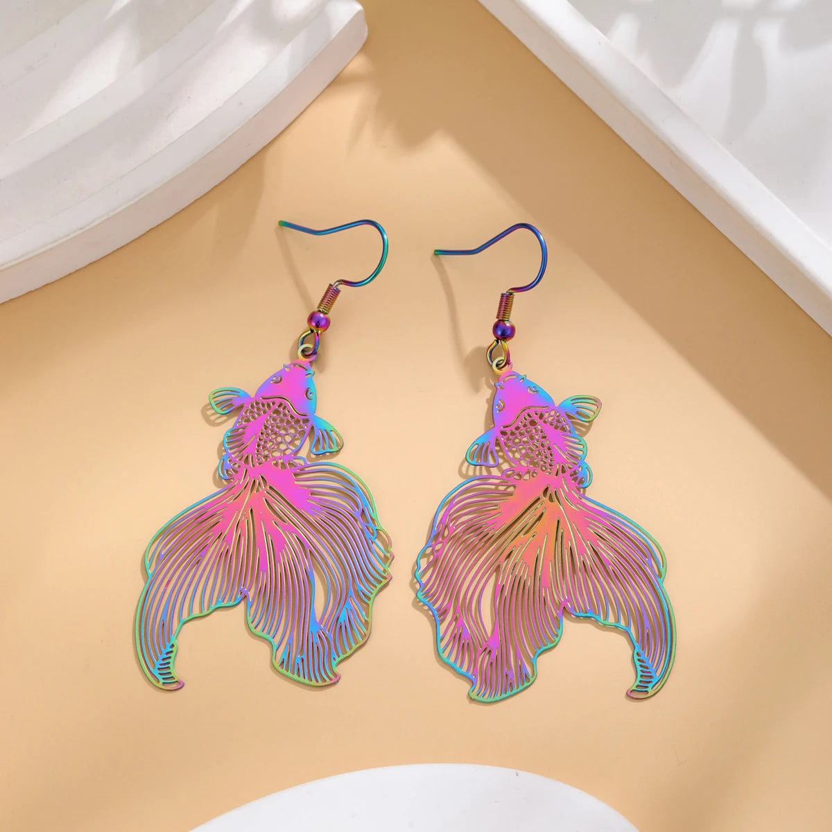 1 Piece Fashion Hollow Colorful Goldfish Earrings – Ideal Gift Jewelry