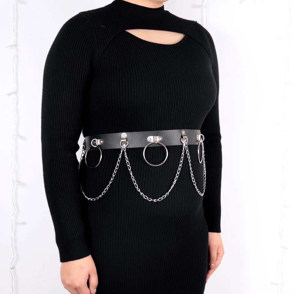Plus Size Women’s Fashion Leather Harness Waist Belt - Studded Decorative Straps Suspenders for Gothic Clothing