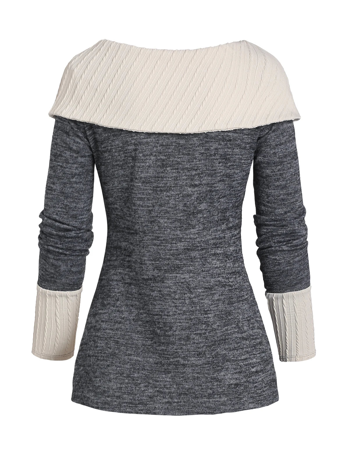 2024 Women’s Long Sleeve Heathered Top with Contrast Lace-Up Decor & Asymmetric Hem