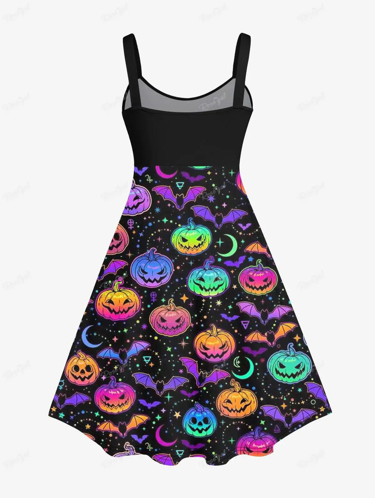 Plus Size Halloween Printed Sleeveless Tank Dress - Gothic Graphic Knee-Length