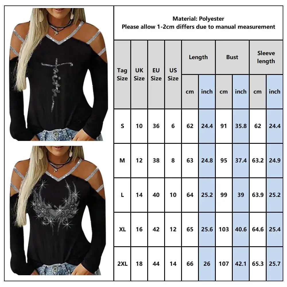 Solid Casual Blouses - Women's Long Sleeve T-Shirt Tops, Loose Pullovers, Sexy Club Y2K Top