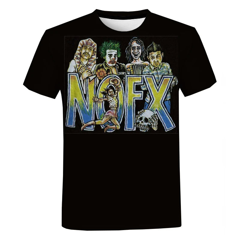 Punk Rock Band Nofx 3D Print Round Neck Short Sleeved Graphic Print Tee Shirts