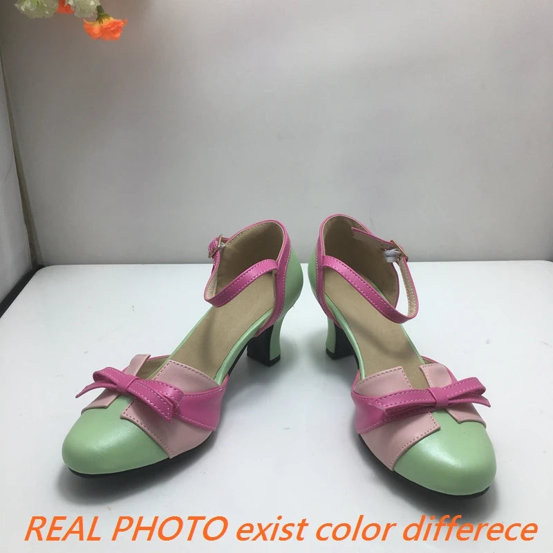 Girseaby Sweet Round Toe Small Heels Pumps 6cm - Mixed Color Spring Dating Shoes