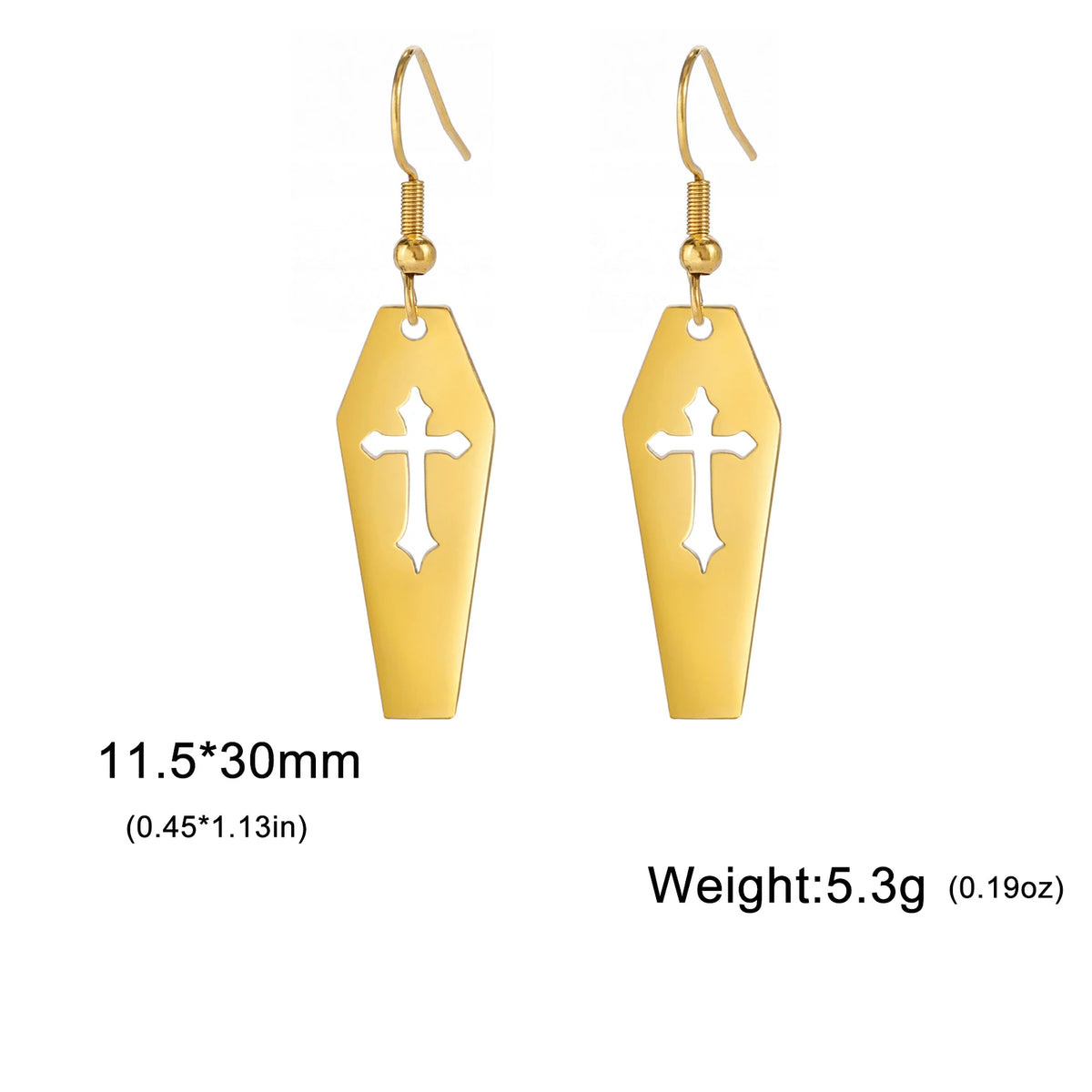 Gothic Death Cross Cutout Coffin Earrings Drop Earring Women Stainless Steel Goth Punk Jewelry Y2k Accessories Halloween Gift