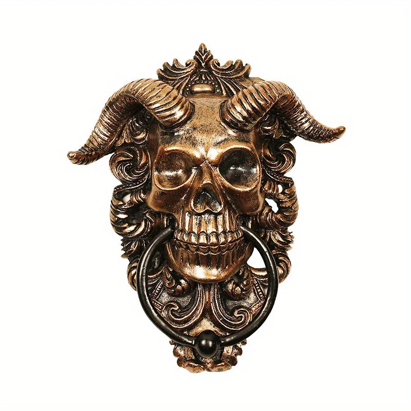 Gothic Goat Skull Door Knocker - Resin Hell Demon Skull Hanging Pendant for Home Decoration