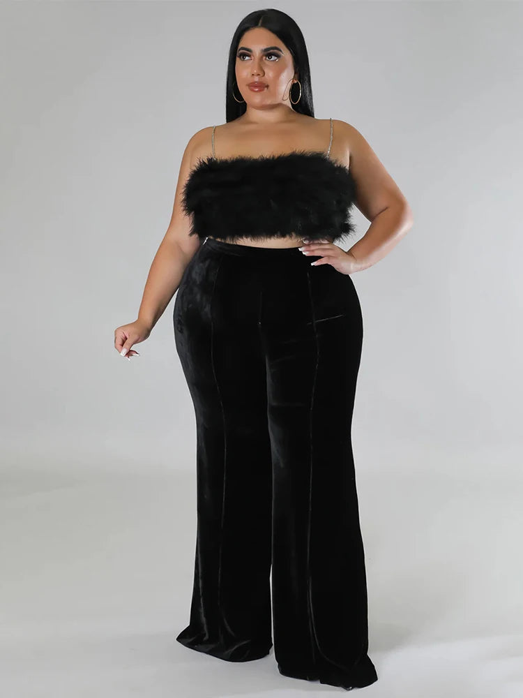 Elegant Winter Velvet Pants – Plus Size Women’s Thick Straight Casual Trousers