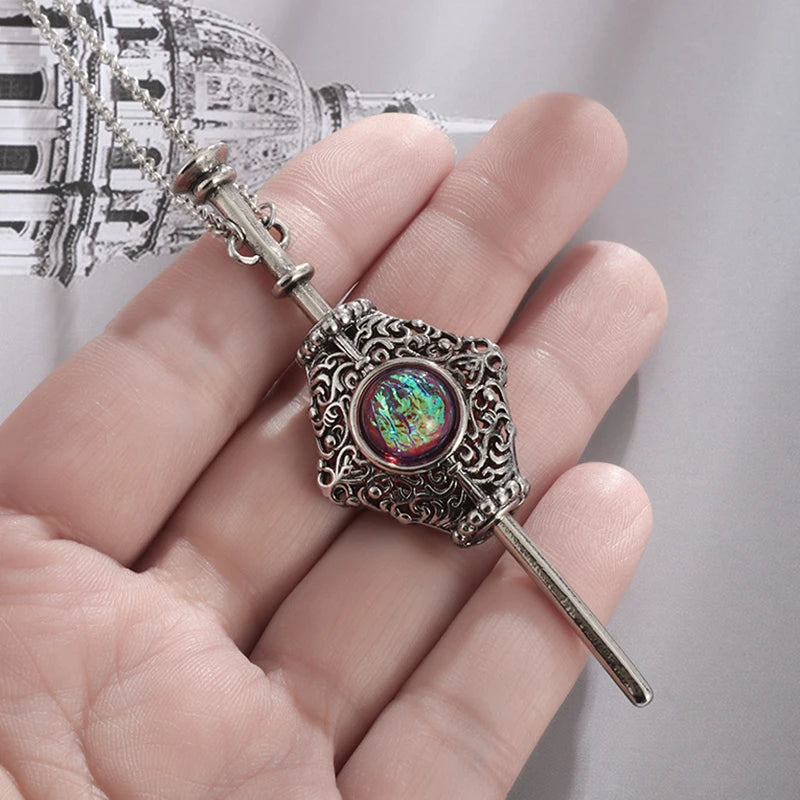 Vintage Mystical Magic Wand Necklace - Halloween Cosplay Jewelry Gift