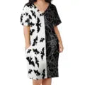 Goth Bat Dress Plus Size Cute Skull Print Korean Fashion Casual Dress Female Spring V Neck Stylish Dresses Gift Idea