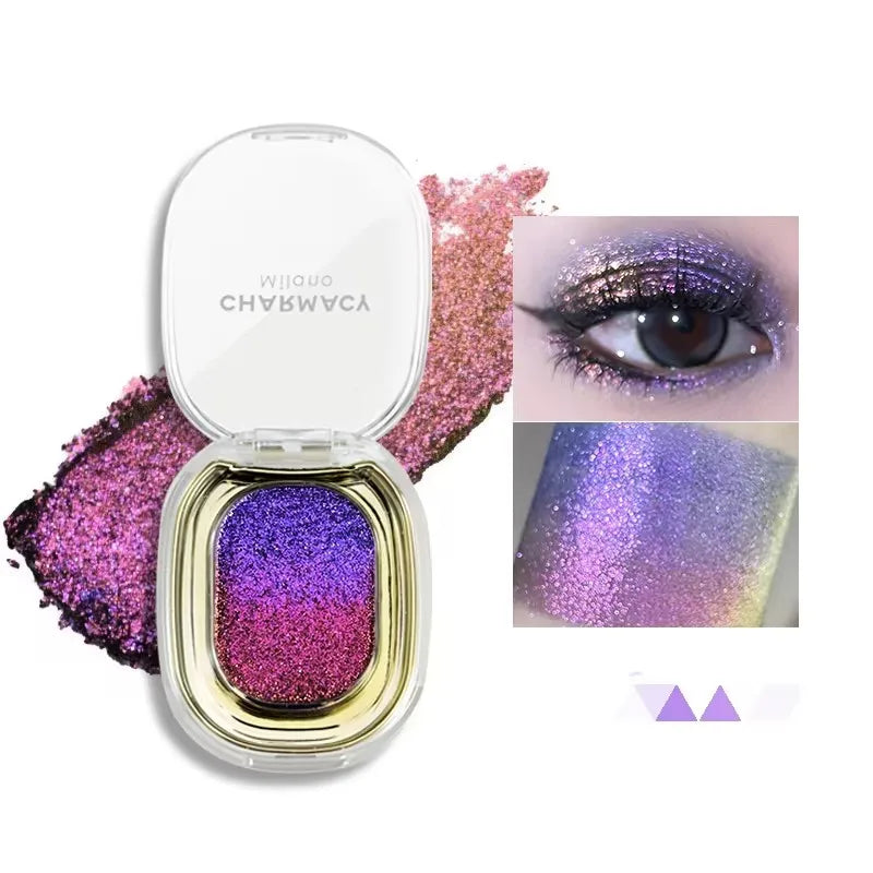 CHARMACY Multichrome Glitter Eyeshadow Palette – High Pigmented, Color-Shifting Metallic Shimmer Eyeshadow