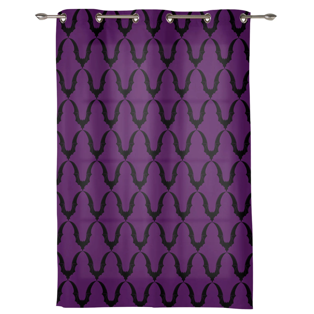 Halloween Bat Purple Curtains - Decorative Window Treatment Drapes for Living Room, Bedroom, and Kitchen