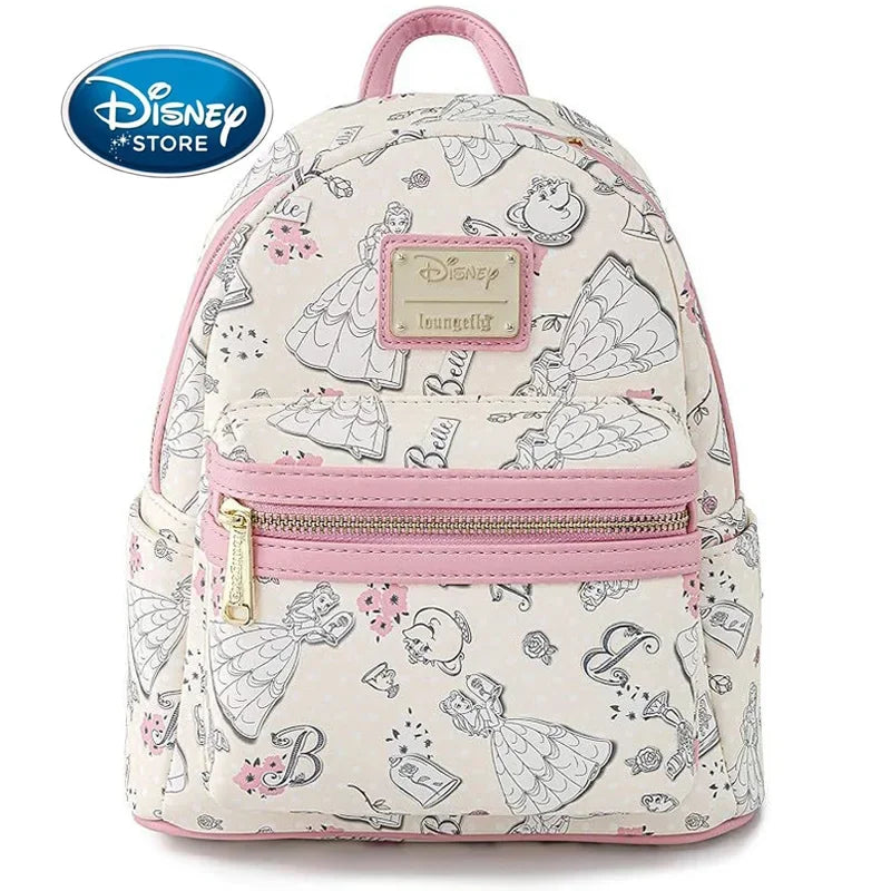 New Loungefly Disney Beauty And The Beast Belle All Over Print Womens Double Strap Shoulder Bag Purse Double Shoulder Backpack