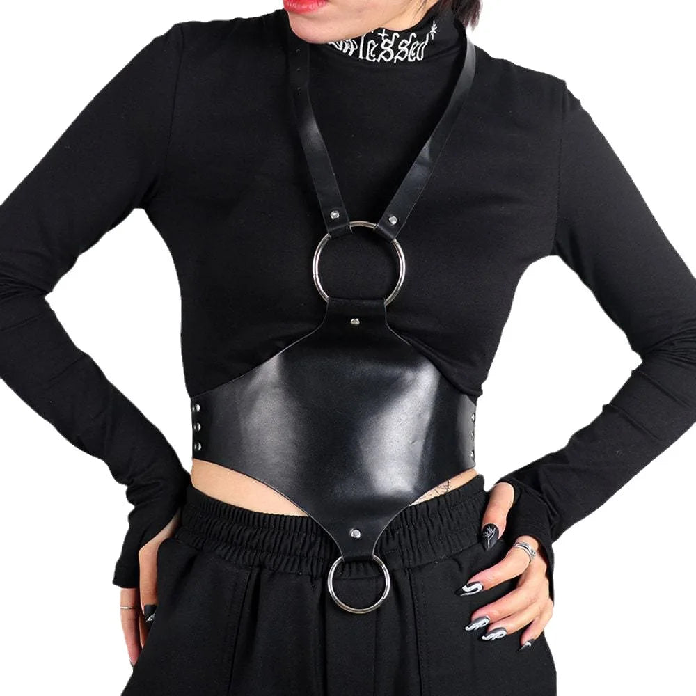 Women’s Fashion PU Leather Harness Waist Belt - Punk Decorative Suspenders Clothing Accessories