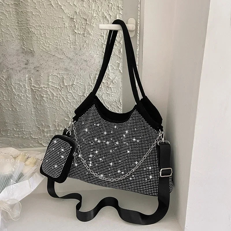 New Shiny Rhinestone Women's Handbag - Large Shopping Bag, Fashion Dinner Bag, Underarm Shoulder Bag for Party or Commuting