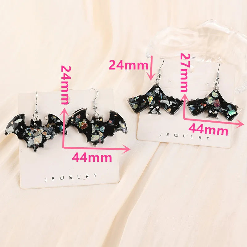 1Pair Halloween Woman Dangle Earrings 3D Resin Death Ghost Bat For Girl Birthday Gift