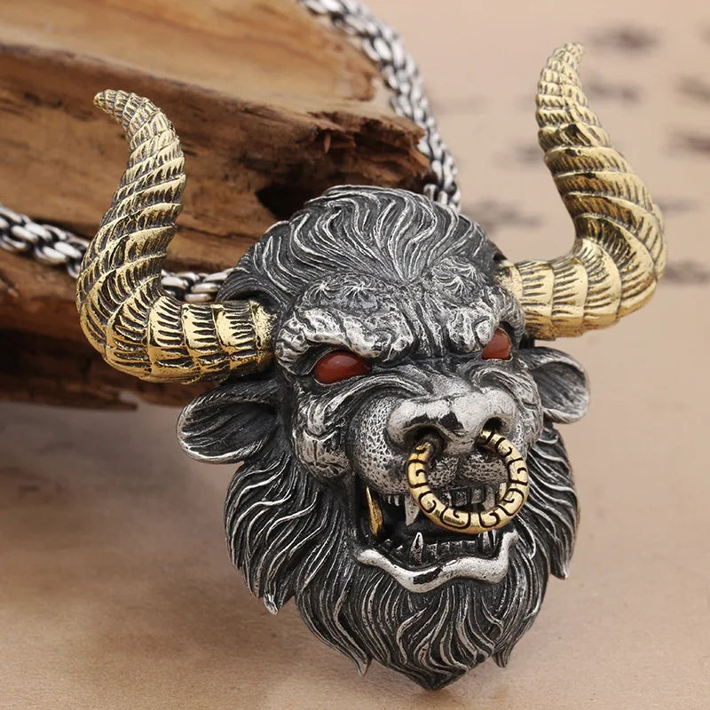 New Men Domineering Bull King Pendant Necklace – Fashion Punk Rock Motorcycle Jewelry, Trendy Street Accessories