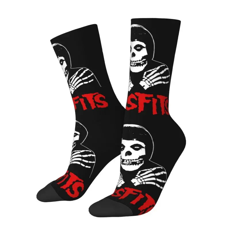 Cute Men's Misfits Horror Punk Rock Band Dress Socks Unisex Warm Comfortable 3D Printing Crew Socks