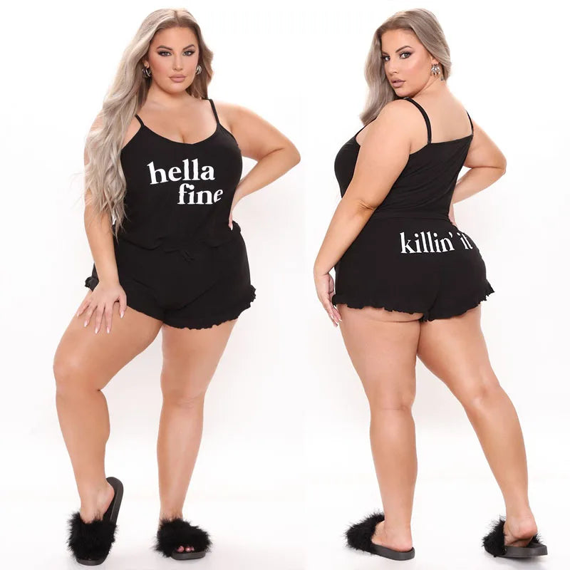 SOMO 5XL Summer Plus Size Women’s Two-Piece Set – Casual Halter Top and Short Pants Printed Outfit