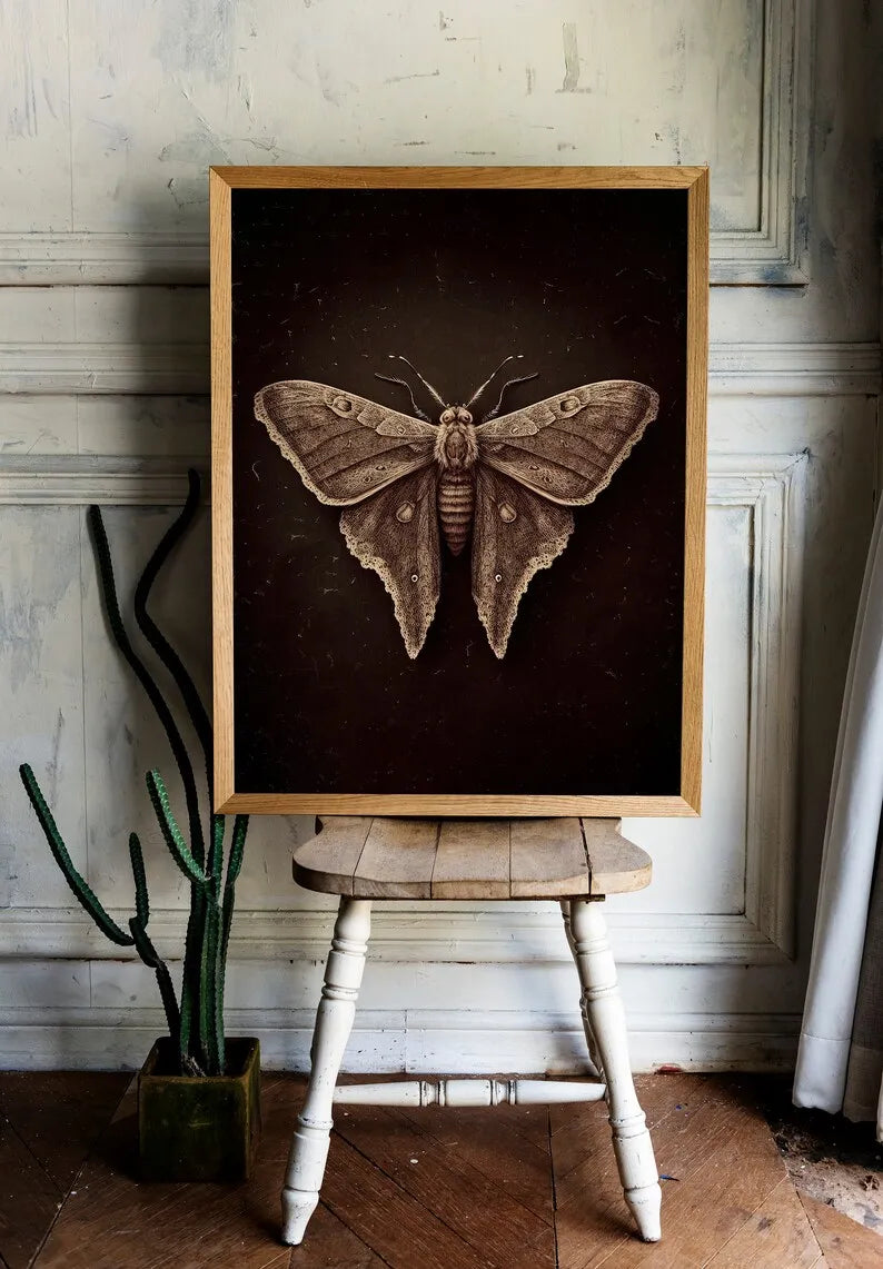 Vintage Dark Academia Insect Beetle And Golden Moth Poster Canvas Painting Wall Art Pictures Gothic Style Home School Decor