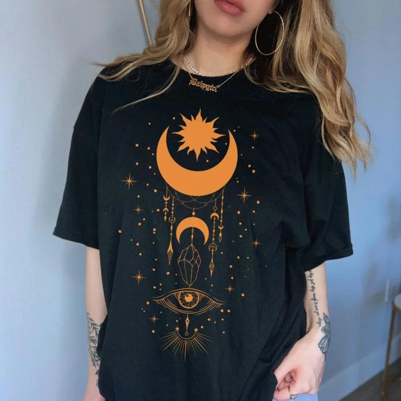 Sun and Moon All Seeing Eye Shirt - Spiritual Witchy Clothes