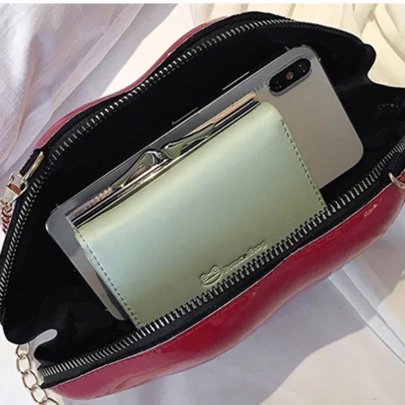 New Fashion Mini Shoulder Bag for Women - All-Match PU Solid Color Zipper Crossbody Bag with Patent Leather Lip Chain