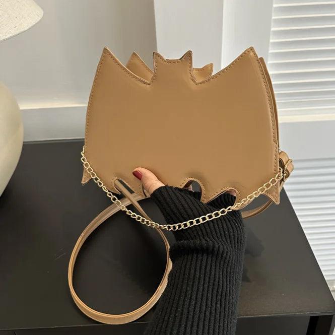 Novelty 3D Bat Wing Shoulder Bag - Creative Halloween Cellphone Purse, PU Chain Handbag for Women