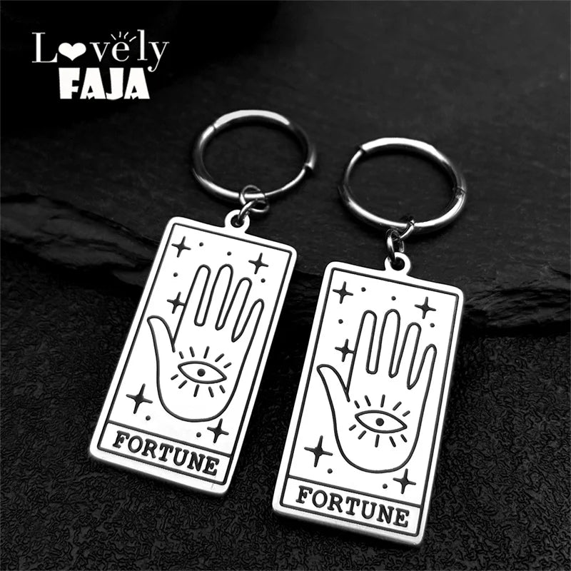 Stainless Steel Hamsa Hand & Compass Hoop Earrings – Silver Retro Moon Sun Tarot Card Jewelry for Women