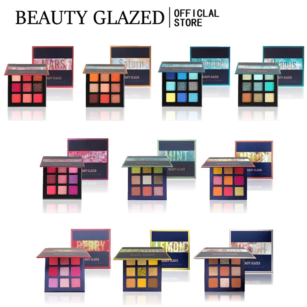 Beauty Glazed 9-Color Shimmer Matte Eyeshadow Palette Longlasting Waterproof Makeup