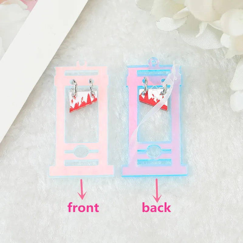 Funny Bloody Guillotine Acrylic Dangle Earrings - Girls' & Women's Festival Birthday Gift Jewelry