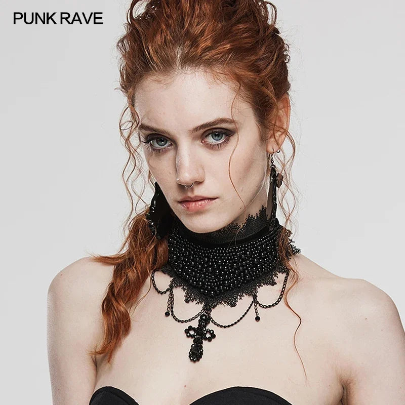 PUNK RAVE Women’s Gothic Choker – Heavy Processed, Noble Temperament Party Club Necklace